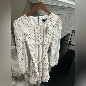 Express Ivory Dress with Black Dots